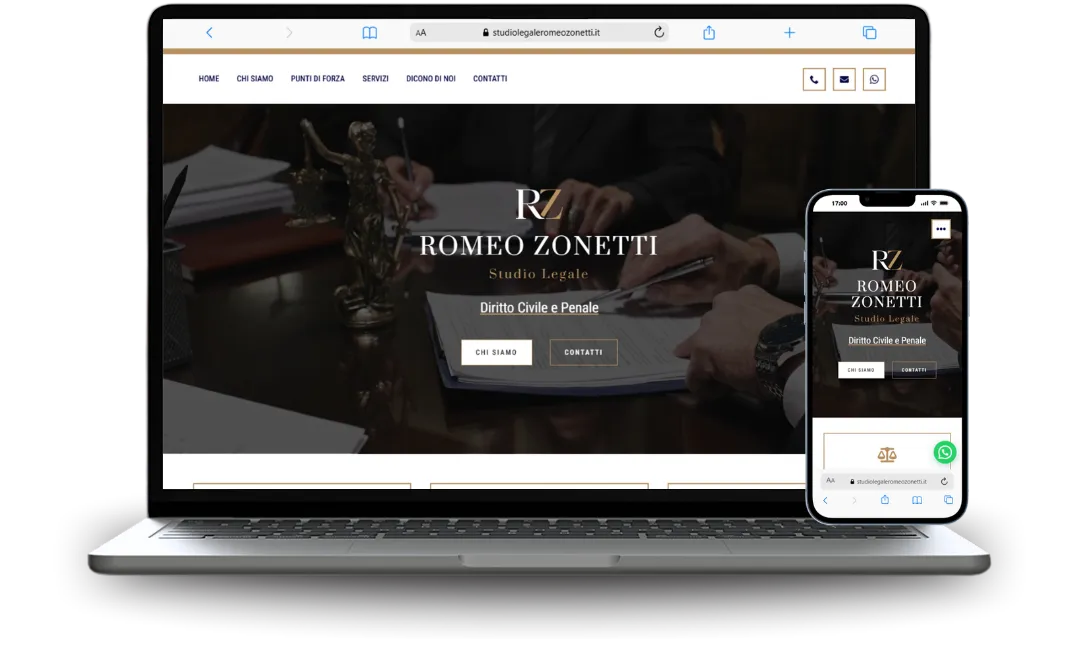 Mockup di sito web realizzato per  un professionista