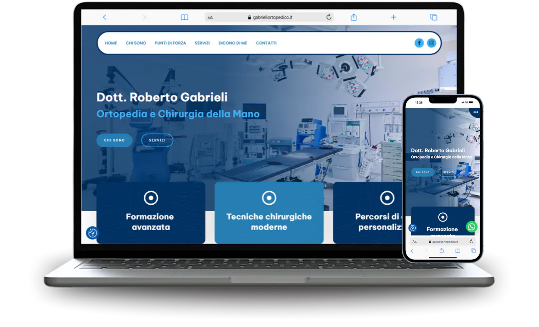 Mockup di sito web realizzato per  un professionista