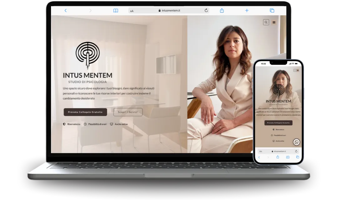Mockup di sito web realizzato per  un professionista