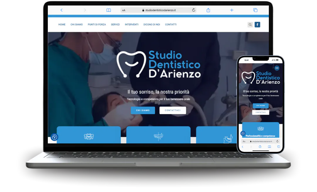 Mockup di sito web realizzato per  un professionista