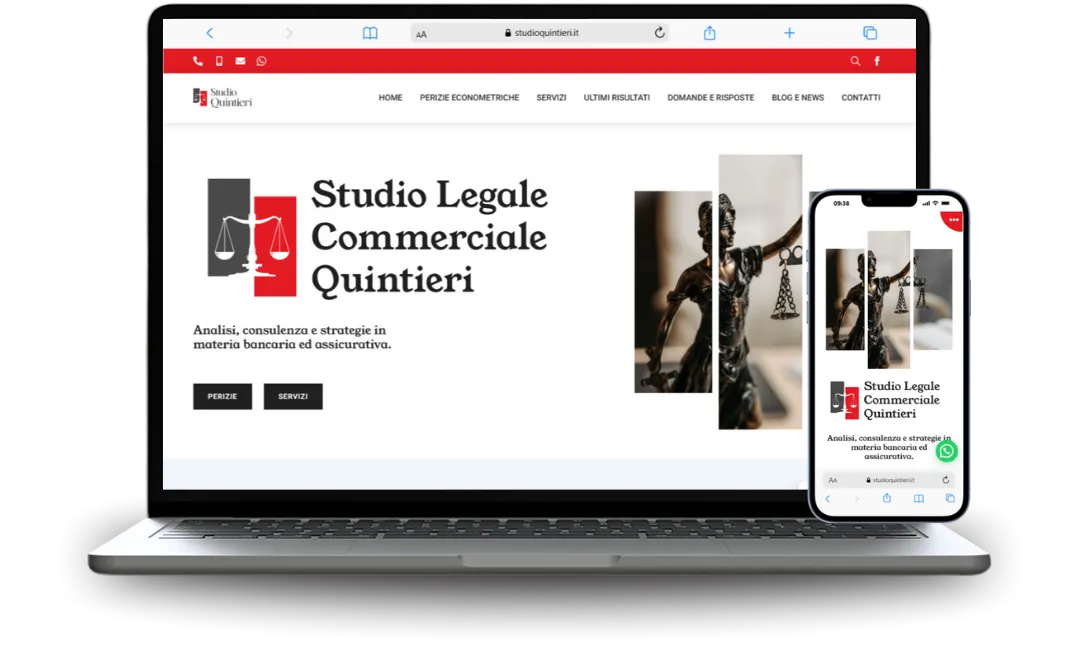 Mockup di sito web realizzato per  un professionista