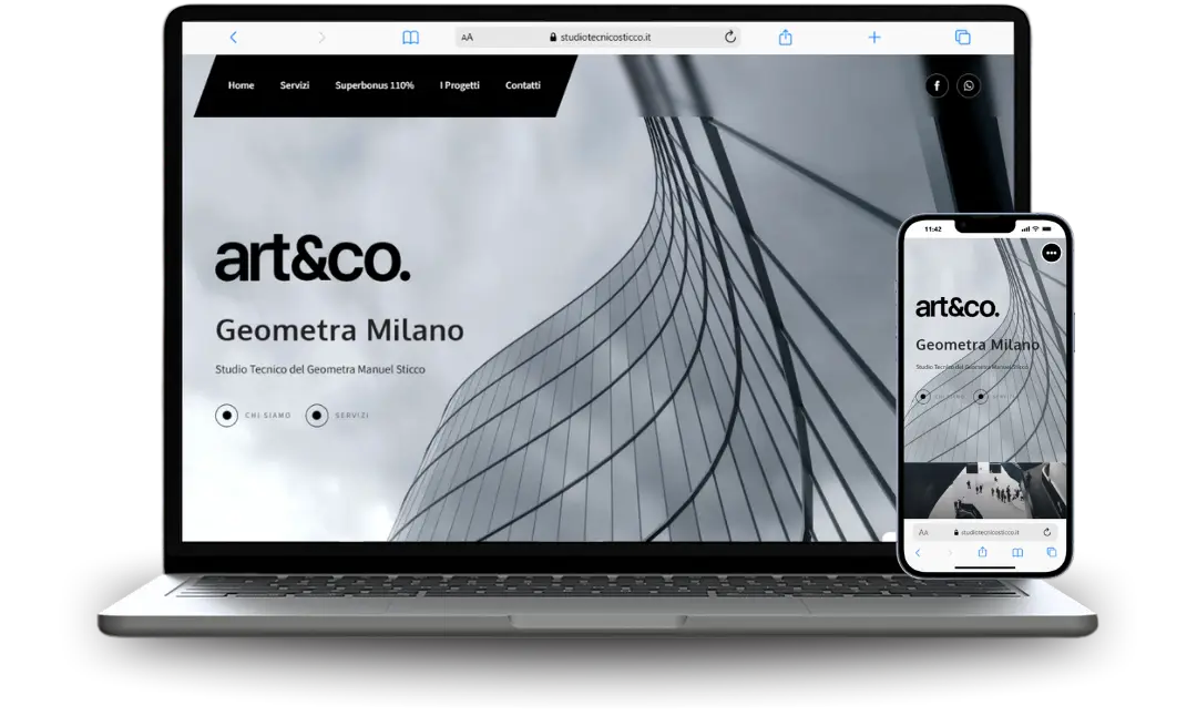 Mockup di sito web realizzato per  un professionista